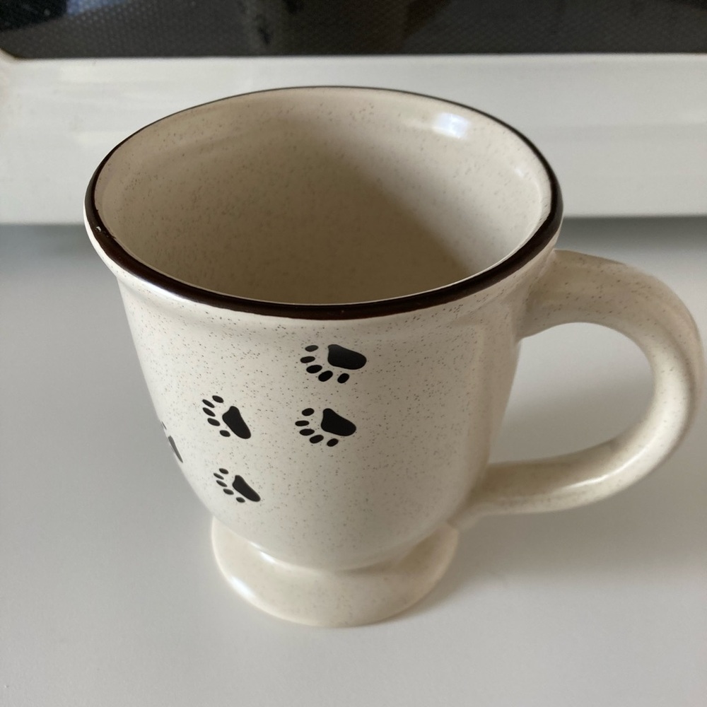 Cream and Black Paw Print Mug for Dining
